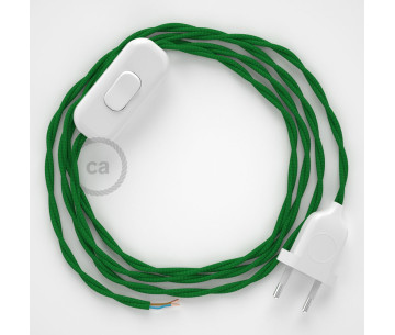 Conexión de mano 1,8m Blanco cable Trenzado Seda Verde TM06