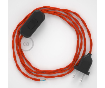 Conexión de mano 1,8m Negro cable Trenzado Seda Naranja TM15