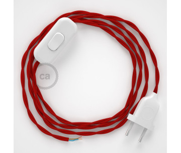 Conexión de mano 1,8m Blanco cable Trenzado Seda Rojo TM09