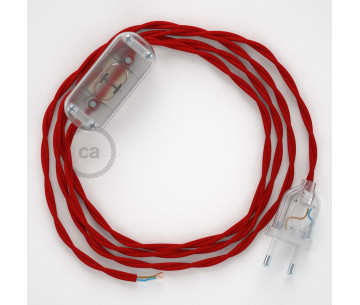 Conexión de mano 1,8m Transparente cable Trenzado Seda Rojo TM09