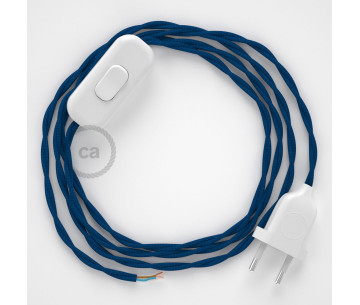 Conexión de mano 1,8m Blanco cable Trenzado Seda Azul TM12