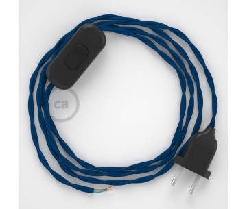 Conexión de mano 1,8m Negro cable Trenzado Seda Azul TM12