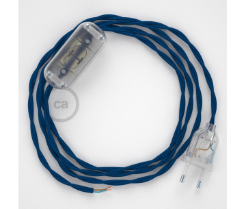Conexión de mano 1,8m Transparente cable Trenzado Seda Azul TM12