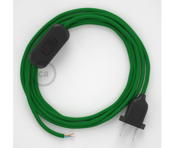 Conexión de mano 1,8m Negro cable redondo Seda Verde RM06