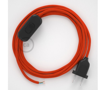 Conexión de mano 1,8m Negro cable redondo Seda Naranja RM15