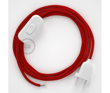 Conexión de mano 1,8m Blanco cable redondo Seda Rojo RM09