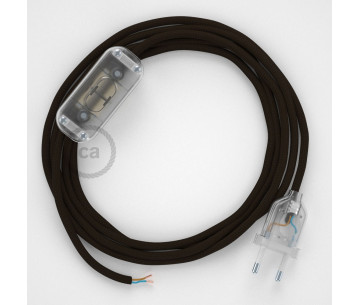 Conexión de mano 1,8m Transparente cable redondo Seda Marrón RM13