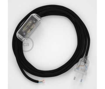 Conexión de mano 1,8m Transparente cable redondo Seda Negro RM04