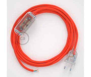 Conexión de mano 1,8m Transparente cable Redondo Seda Naranja FlúoRF15