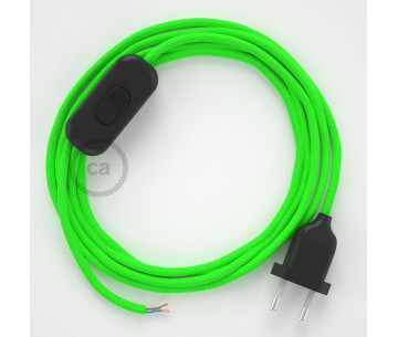 Conexión de mano 1,8m Negro cable redondo Seda Verde Flúo RF06