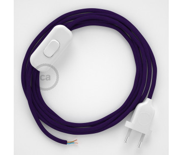 Conexión de mano 1,8m Blanco cable redondo Seda Púrpura RM14