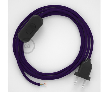 Conexión de mano 1,8m Negro cable redondo Seda Púrpura RM14