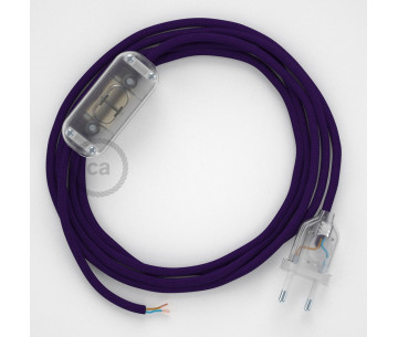Conexión de mano 1,8m Transparente cable redondo Seda Púrpura RM14