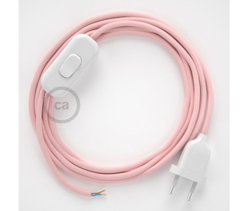 Conexión de mano 1,8m Blanco cable redondo Seda Rosa RM16