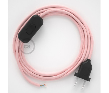 Conexión de mano 1,8m Negro cable redondo Seda Rosa RM16