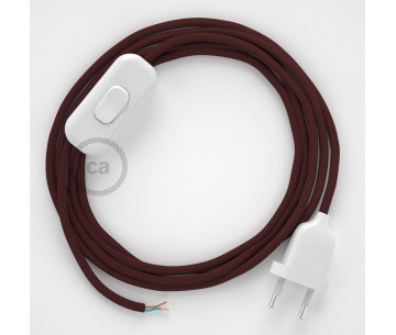 Conexión de mano 1,8m Blanco cable redondo Seda Burdeos RM19