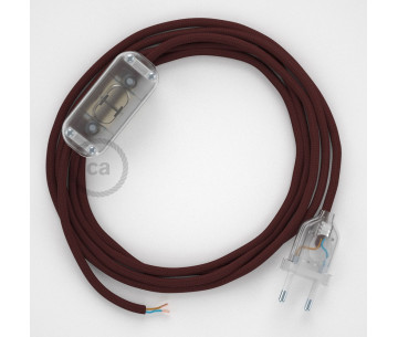 Conexión de mano 1,8m Transparente cable Redondo Seda Burdeos RM19