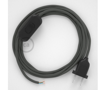 Conexión de mano 1,8m Negro cable redondo Seda Gris RM03