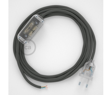 Conexión de mano 1,8m Transparente cable Redondo Seda Gris RM03