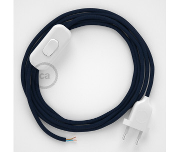 Conexión de mano 1,8m Blanco cable redondo Seda Azul Marino RM20