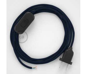Conexión de mano 1,8m Negro cable redondo Seda Azul Marino RM20