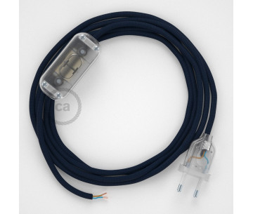 Conexión de mano 1,8m Transparente cable Redondo Seda Azul Marino RM20