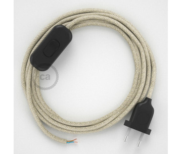 Conexión de mano 1,8m Negro cable redondo Lino Natural Neutro RN01