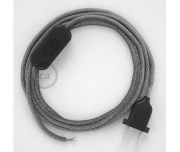 Conexión de mano 1,8m Negro cable redondo Lino Natural Gris RN02