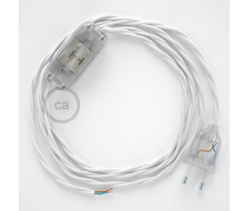 Conexión de mano 1,8m Transparente cable Trenzado Seda Blanco TM01
