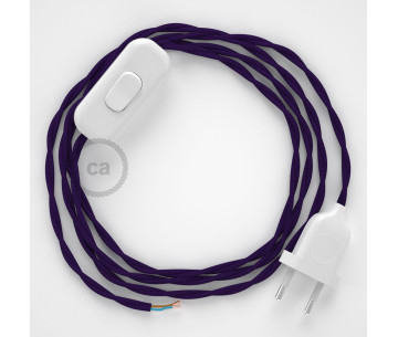 Conexión de mano 1,8m Blanco cable Trenzado Seda Púrpura TM14