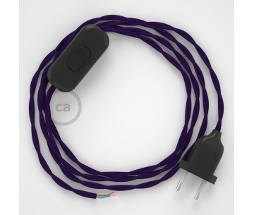Conexión de mano 1,8m Negro cable Trenzado Seda Púrpura TM14