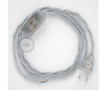 Conexión de mano 1,8m Transparente cable Trenzado Seda Plateado TM02
