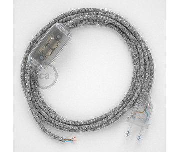 Conexión de mano 1,8m Transparente cable Redondo Seda Plateado RL02