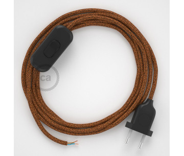 Conexión de mano 1,8m Negro cable redondo Seda Glitter Cobre RL22