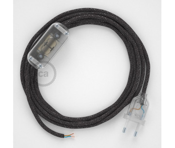 Conexión de mano 1,8m Transparente cable Redondo Seda Gliter Gris RL03