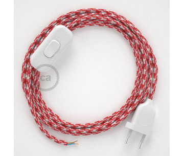 Conexión de mano 1,8m Blanco cable redondo Seda Blanco-Rojo RP09