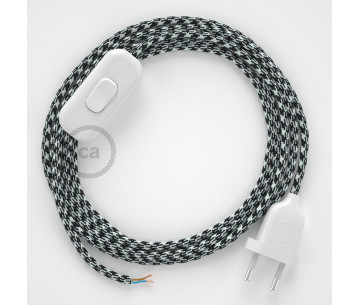 Conexión de mano 1,8m Blanco cable redondo Seda Blanco-Negro RP04