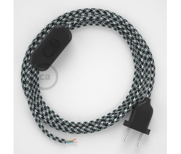 Conexión de mano 1,8m Negro cable redondo Seda Blanco-Negro RP04