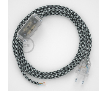 Conexión de mano 1,8m Transparente cable Redondo Seda BlancoNegro RP04