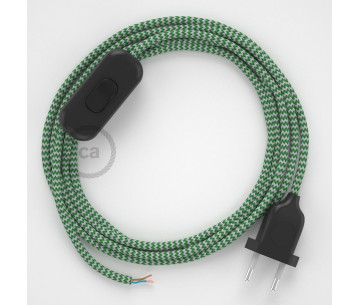 Conexión de mano 1,8m Negro cable redondo Seda Zz Blanco Verde RZ06
