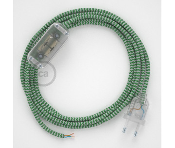 Conexión de mano 1,8m Transparente cable Redondo Seda Blanco VerdeRZ06