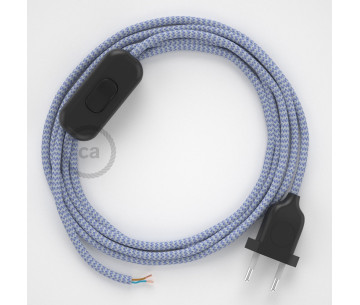 Conexión de mano 1,8m Negro cable redondo Seda ZigZag Blanco Lila RZ07