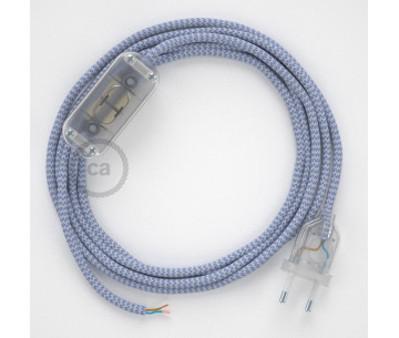 Conexión de mano 1,8m Transparente cable Redondo Seda Blanco Lila RZ07