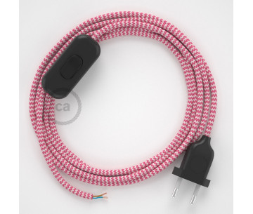 Conexión de mano 1,8m Negro cable redondo Seda Zz Blanco Fuchsia RZ08