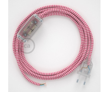 Conexión de mano 1,8m Transparente cable Redondo Seda Fuchsia RZ08