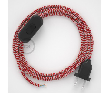Conexión de mano 1,8m Negro cable redondo Seda ZigZag Blanco Rojo RZ09