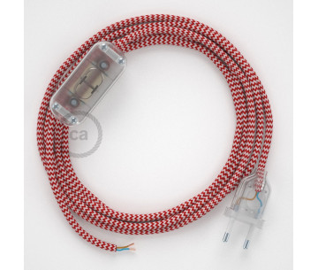 Conexión de mano 1,8m Transparente cable Redondo Seda Blanco Rojo RZ09