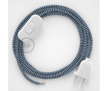 Conexión de mano 1,8m Blanco cable redondo Seda Blanco Azul RZ12