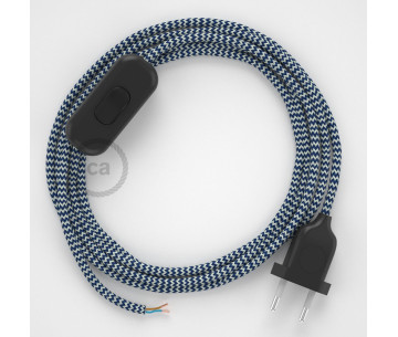 Conexión de mano 1,8m Negro cable redondo Seda ZigZag Blanco Azul RZ12