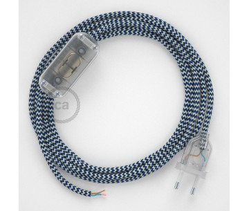 Conexión de mano 1,8m Transparente cable Redondo Seda Blanco Azul RZ12